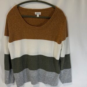 Market & Spruce Women's Colorblock Sweater - Brown, Cream, Green, Gray